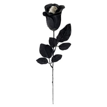 Rose noire d'Halloween avec tête de mort