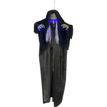Sorcière d'Halloween animée à suspendre - 180 cm