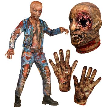 Déguisement zombie pour enfant avec masque et gants réalistes | jourdefete.com