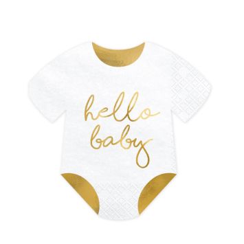 serviettes en papier body blanc et or | jourdefete.com