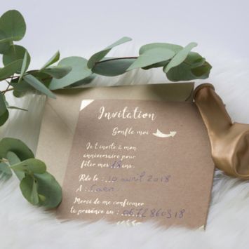 10 invitations avec enveloppes - Kraft et Or