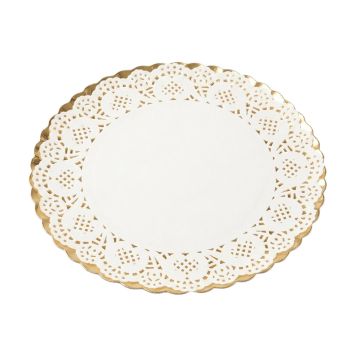 5 plateaux ronds avec dentelle en carton - Diamètre 30 cm - Couleur au choix