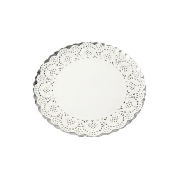 5 plateaux ronds avec dentelle en carton - Diamètre 30 cm - Couleur au choix