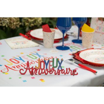 Décoration à poser "Joyeux Anniversaire" en bois - 27 x 2,5 x 8,5 cm - Collection Anni' Festy