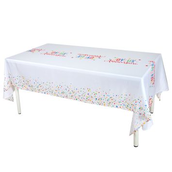 Nappe d’anniversaire Joyeux Anniversaire multicolore avec confettis décoratifs | jourdefete.com