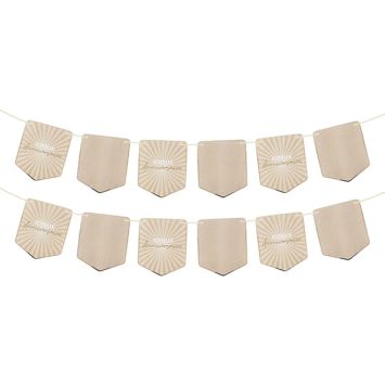 Guirlande Joyeux Anniversaire beige avec 12 fanions pour déco d’anniversaire | jourdefete.com