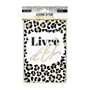 Livre d'or anniversaire 44 pages avec couverture motif léopard chic pour adulte | jourdefete.com