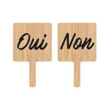 Pancartes en bois Oui / Non pour animations et jeux de mariage | jourdefete.com