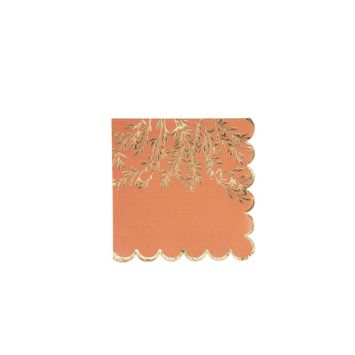 16 serviettes en papier de la collection jolis brins or et terracotta