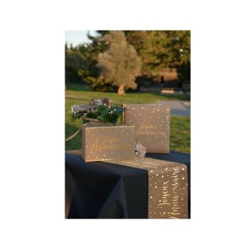 Chemin de table " Joyeux Anniversaire " - 3 m - Couleur Kraft 