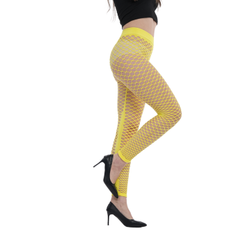 Legging en résille jaune fluo pour soirées déguisées | jourdefete.com