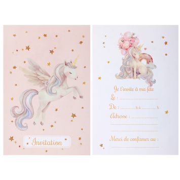 Cartes invitation anniversaire licorne rose pour fille | jourdefete.com