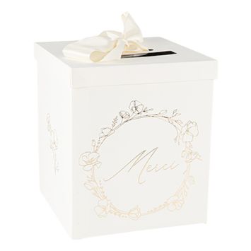 Urne Merci crème et or pour mariage ou baptême | jourdefete.com