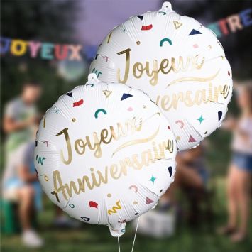Ballon Métallique - Joyeux Anniversaire - Collection Confettis
