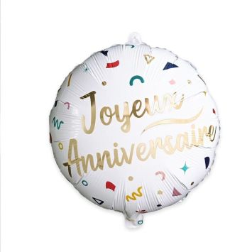 Ballon Métallique - Joyeux Anniversaire - Collection Confettis | jourdefete.com