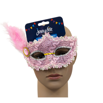 Loup rose avec plume et pierre | jourdefete.com