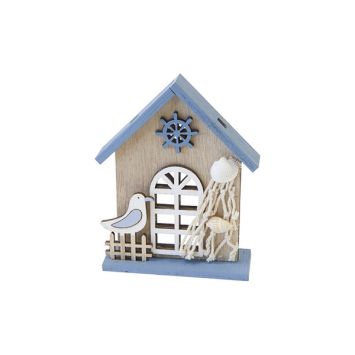 Maison en bois avec mouette et filet de pêche – Déco bord de mer | jourdefete.com