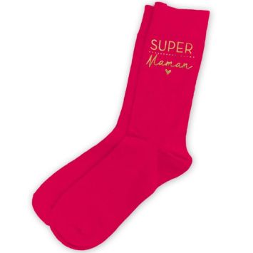 Paire de chaussettes super maman rose | jourdefete.com