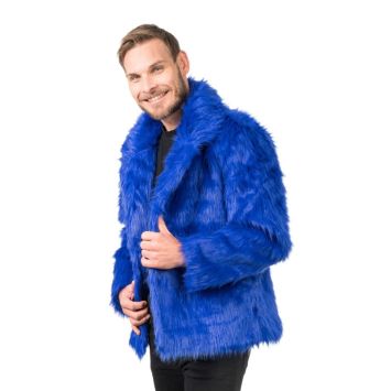 Veste en fausse fourrure bleue pour soirées et festivals | jourdefete.com