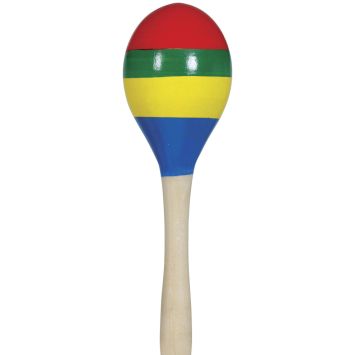 Maraca en bois multicolore 20 cm – instrument de fête coloré | jourdefete.com