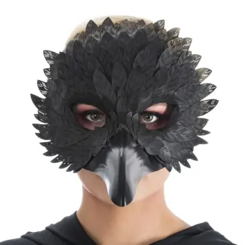 Masque du docteur de la peste noir avec plumes pour déguisement | jourdefete.com
