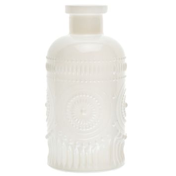 Vase vintage en verre ivoire avec motifs en relief | jourdefete.com
