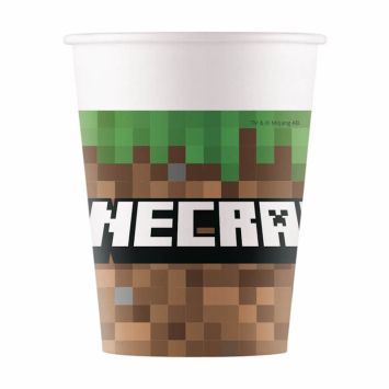 Placez ces sublimes gobelets en carton FSC® - 20 cl - Minecraft™ sur la table lors de l’anniversaire de votre enfant | jourdefete.com
