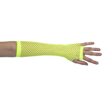 Mitaines en résille jaune fluo pour soirée années 80 | jourdefete.com