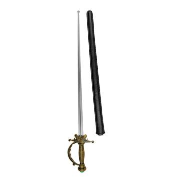 Rapière de mousquetaire 65 cm avec fourreau noir et garde dorée | jourdefete.com