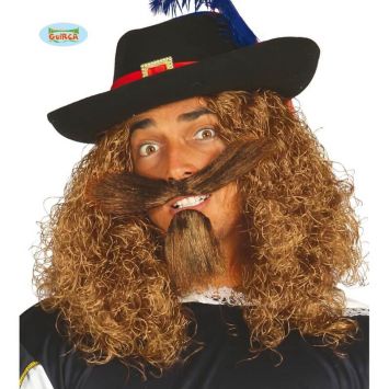 Moustache et bouc de mousquetaire - Châtain | jourdefete.com