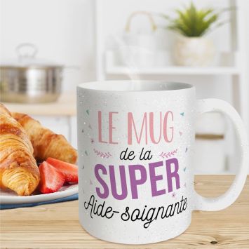 Mug à paillettes - Super Aide-Soignante