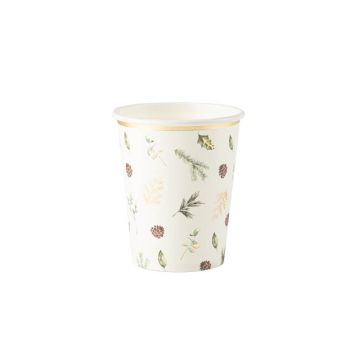 8 Gobelets Forêt Enchantée Blanc, Vert, Marron 255 ml