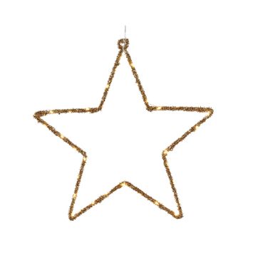 Étoile lumineuse LED dorée suspendue H38cm pour décoration de Noël | jourdefete.com