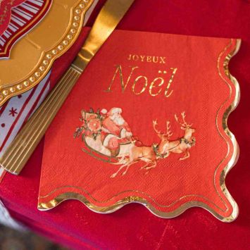 16 serviettes "Joyeux Noël" en papier - Noël - 33 x 33 cm - Collection Santa's Christmas
