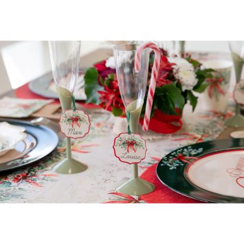 6 marque-places en carton - Noël - Diamètre 5,5 cm - Collection Jolis Rubans