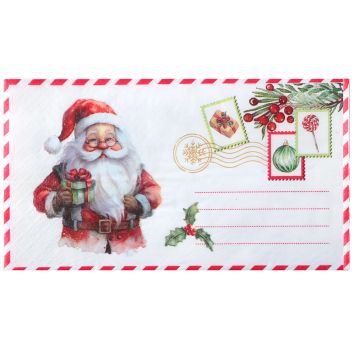 Serviettes de Noël avec Père Noël souriant et décor festif | jourdefete.com