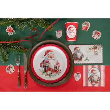 10 assiettes en carton - Noël - Diamètre 23 cm - Collection Père Noël