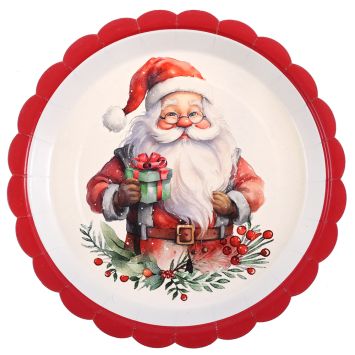 10 assiettes en carton - Noël - Diamètre 23 cm - Collection Père Noël