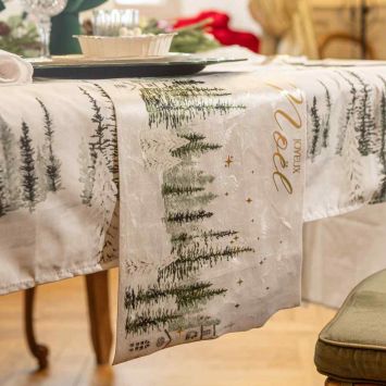 Chemin de table "Joyeux Noël" en velours - Noël - 28 cm x 3 m - Collection Snowy Bliss