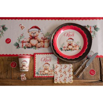 20 serviettes "Joyeux Noël" en papier - Noël - 33 x 33 cm - Collection Teddy de Noël