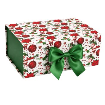 Boîte cadeau de Noël en carton - Fleur de Noël - Taille L