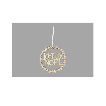 couronne joyeux noël en bois à suspendre | jourdefete.com