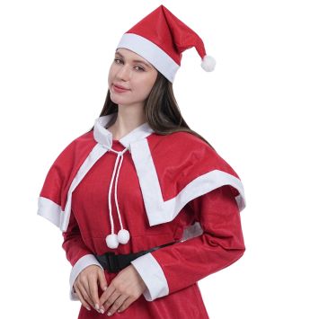 Bonnet de Père Noël en feutrine rouge et blanche pour adulte | jourdefete.com