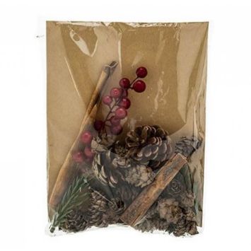 mix de pommes de pin baies rouges et bâtons de cannelle | jourdefete.com