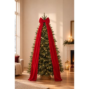 Nœud géant de Noël en velours - 40 cm x 2 m - Couleur au choix
