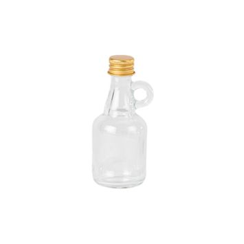 Mignonnette en verre avec anse et bouchon doré chic pour cadeaux | jourdefete.com