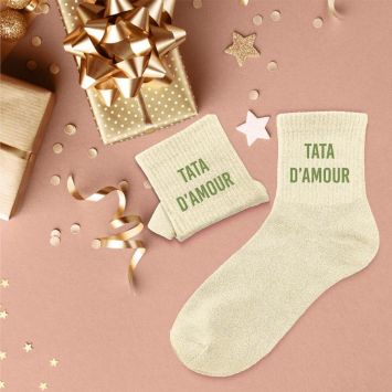 Paire de chaussettes à paillettes pour femme - Tata d'Amour - Collection Famille d'Amour