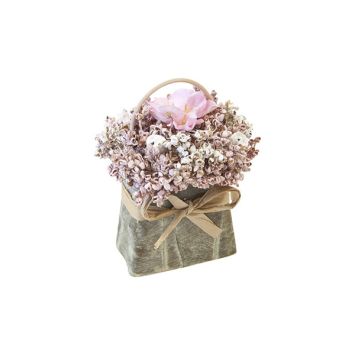 Panier trapézoïdal avec graminées et aubépine - 10 x 7 x 6 cm - Couleur au choix