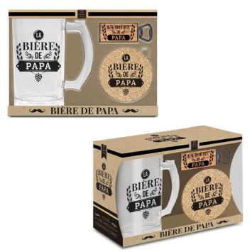 Coffret Cadeau Verre à Bière " La Bière de Papa " 