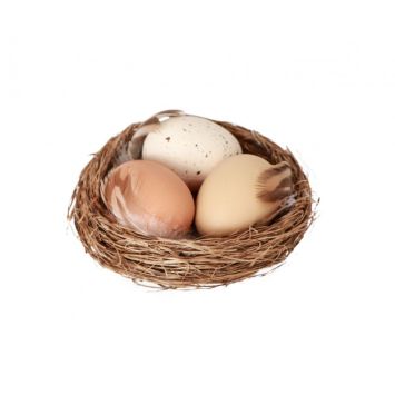 Nid avec 3 œufs réalistes pour décoration | jourdefete.com